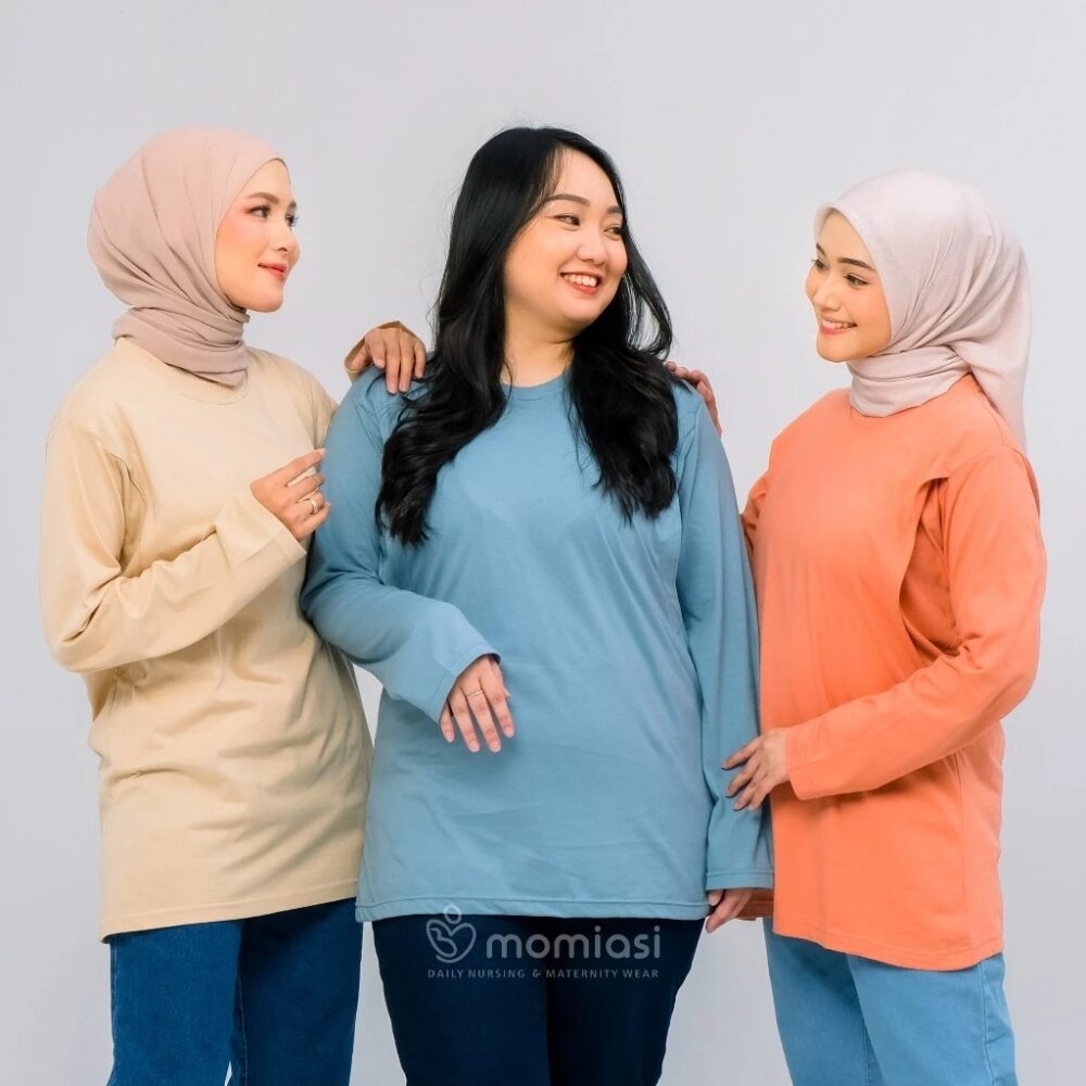 Momiasi - Baju Kaos Ibu Menyusui Lengan Panjang