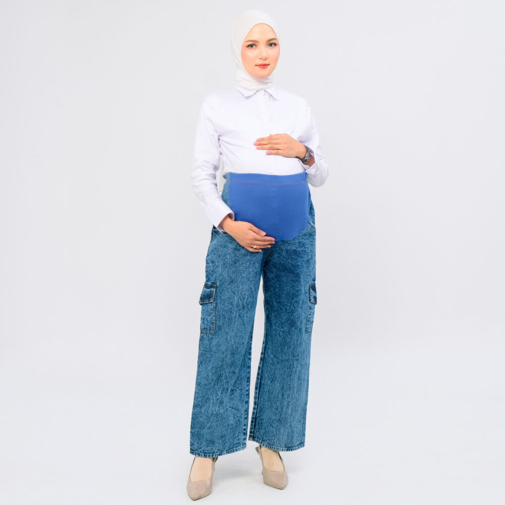 Momiasi - Celana Hamil Jeans Cargo Snow - Gambar 8