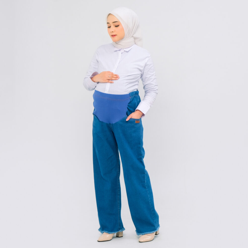 Momiasi - Celana Hamil Jeans Kulot Rawis - Gambar 9