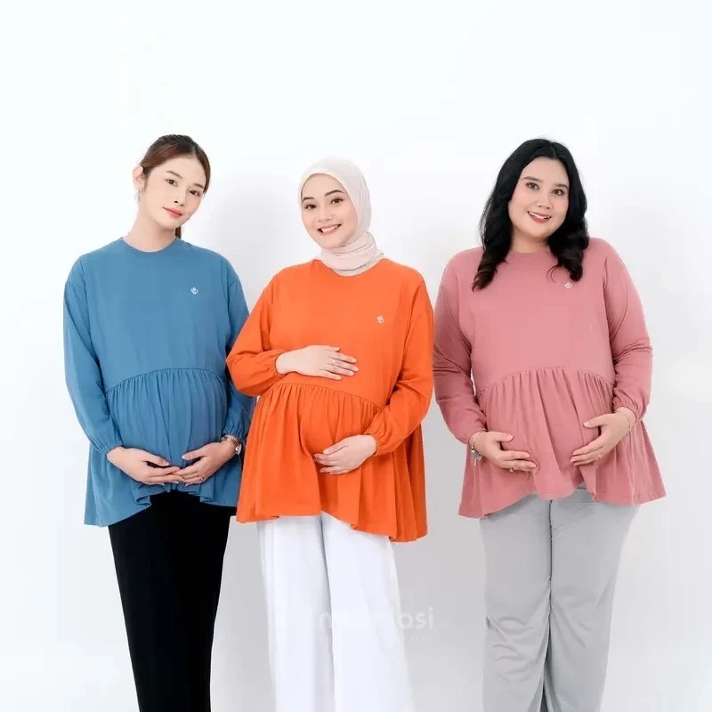 Momiasi - Ayana Blouse Ruffle - Kaos Busui Oversize Ruffle - Ruffle Oversize Top Busui